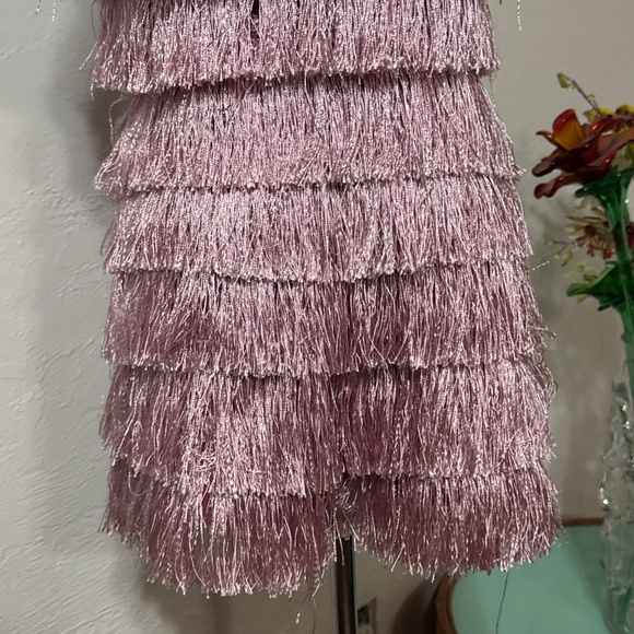 Women Missguided Pink Fringe Halter 1920's Flapper Style Cocktail Party Romper 6 - Picture 7 of 16